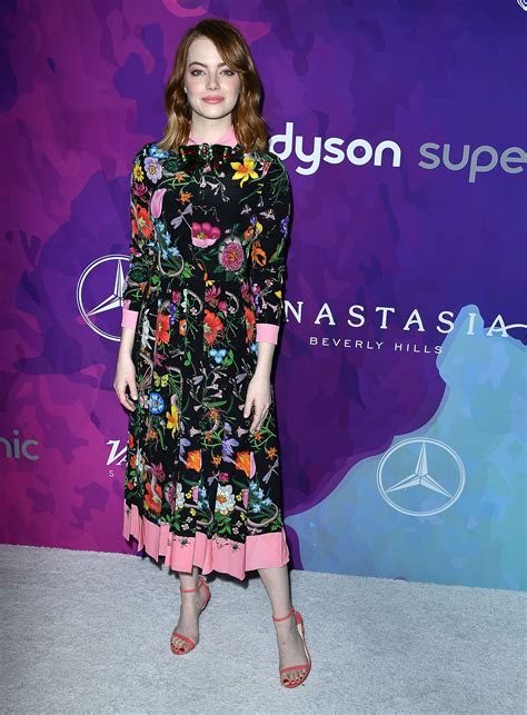 Emma Stone in the Gucci Flora Snake Print Dress 